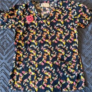 Colorful Butterfly Print scrub Shirt